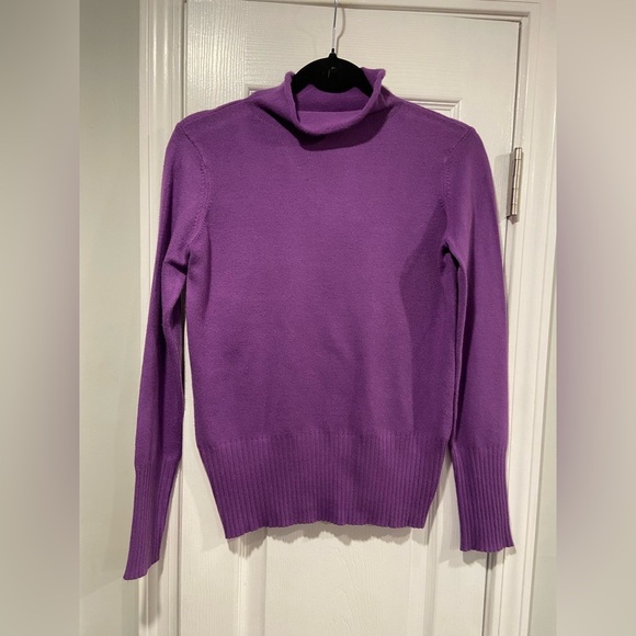 French Connection Size S Purple Rolled Mock Neck Long Sleeve Pullover Sweater - Picture 1 of 11